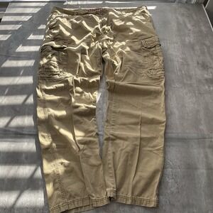 Vintage Y2K Union Bay Cargo Pants Men 46x34 Tan Khaki Baggy Fit Skate Twill.
